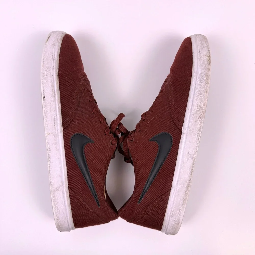 Nike SB Check Shoes Solarsoft Canvas Mens Size 12 Burgundy Maroon Skate